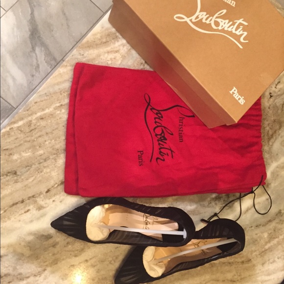 Christian Louboutin Follies Draperia Black Suede/Chiffon Heels Sz. 37 - Picture 5 of 8